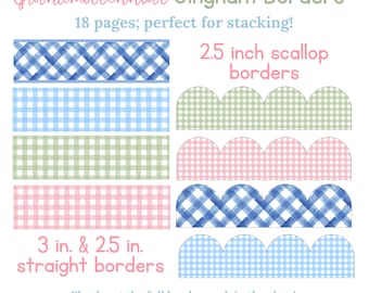 Grandmillennial Preppy Gingham Borders | Southern | Classroom Theme | Coquette