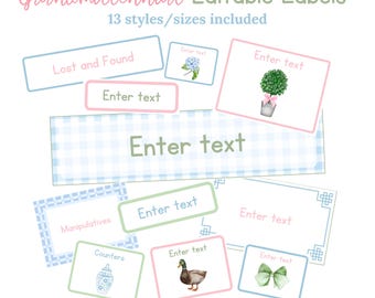 Grandmillennial Editable Labels | Preppy Labels