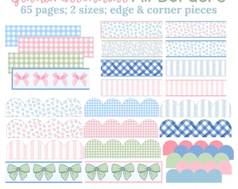 Grandmillennial Preppy Bow Borders | Southern | Classroom Theme | Coquette
