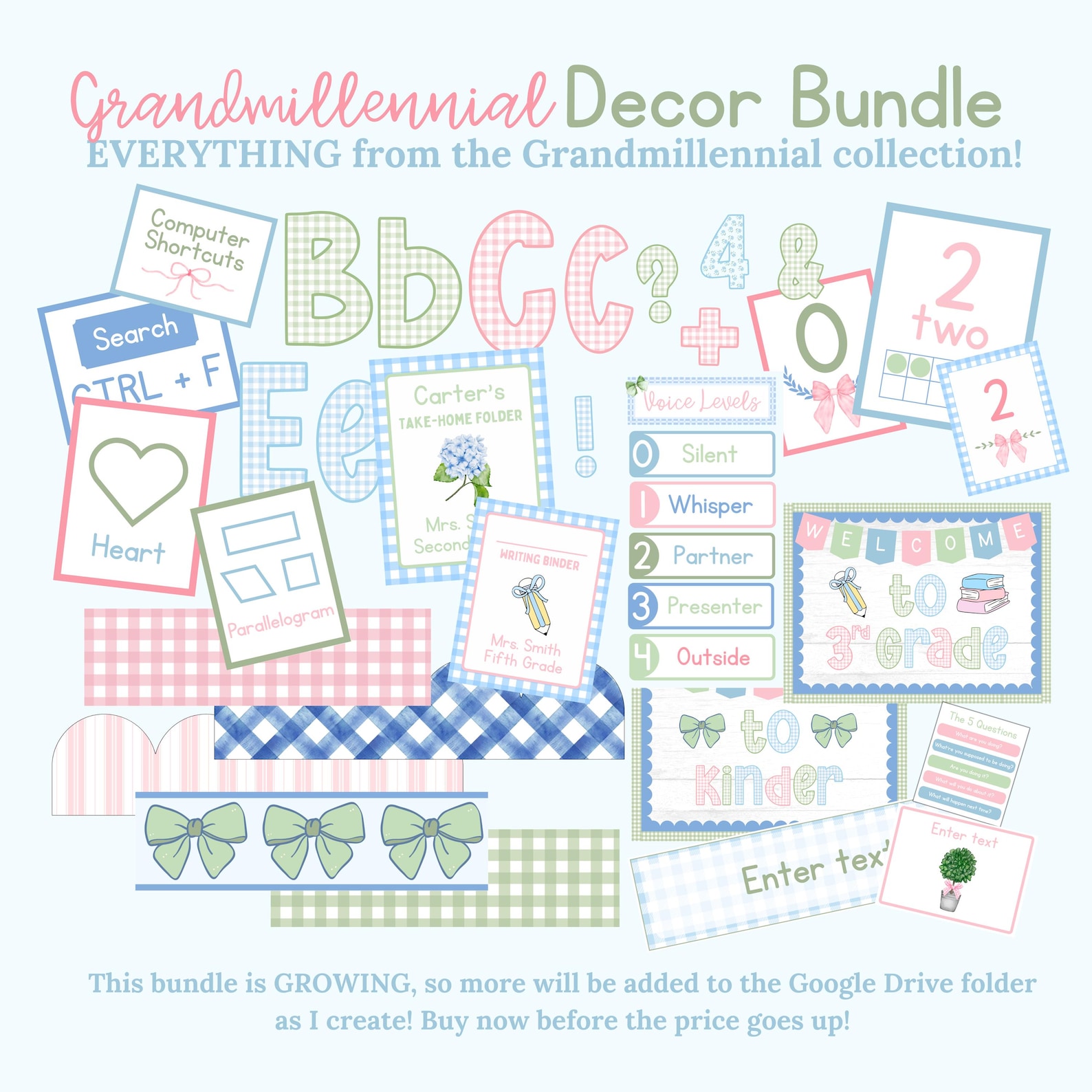 Grandmillennial GROWING Classroom Decor Bundle | Save BIG! | Preppy ...