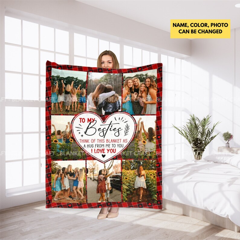 Picture Blanket With Text Personalized Photo Blanket Collage Etsy