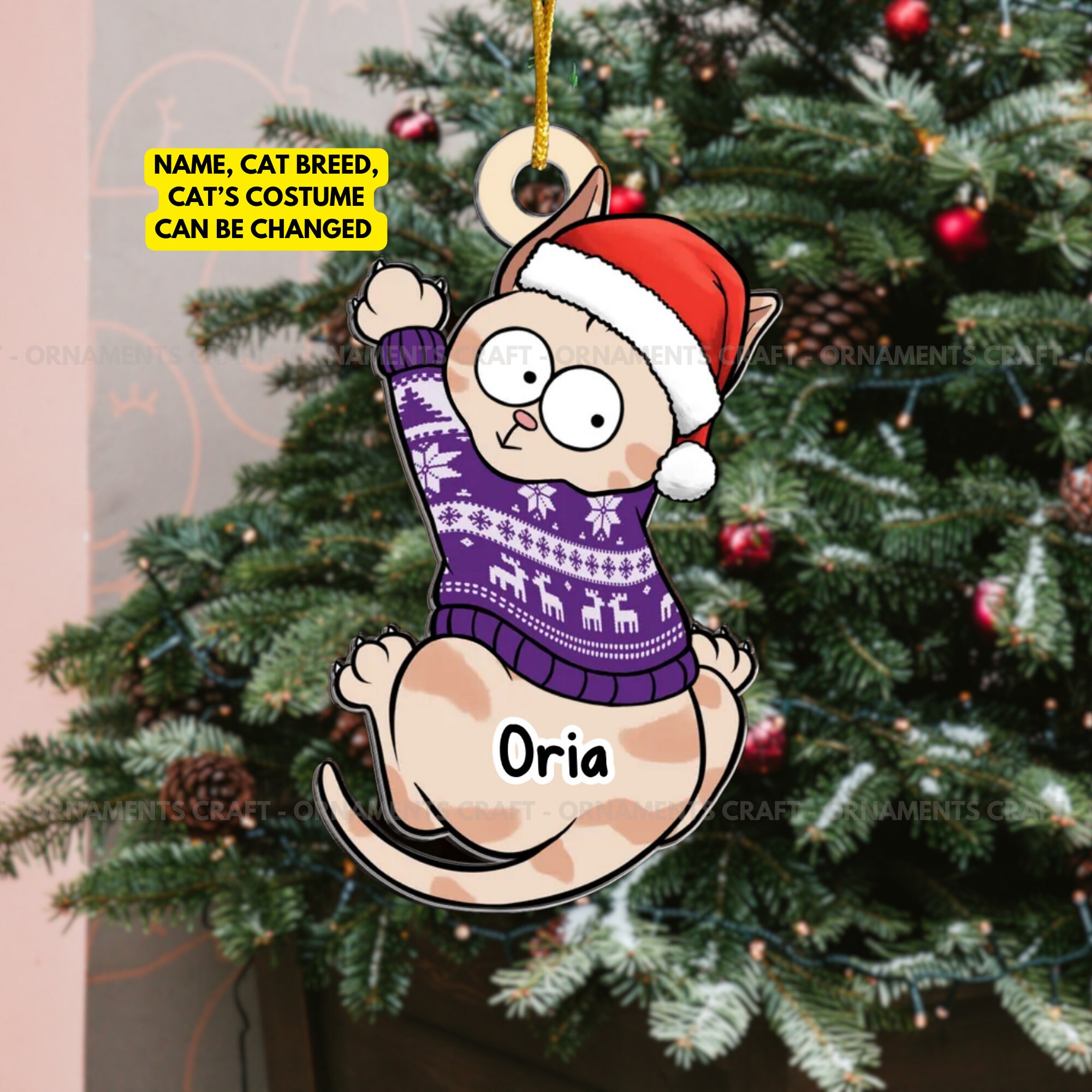 Personalized Cat Christmas Ornament, Funny Custom Cats Ornament ...