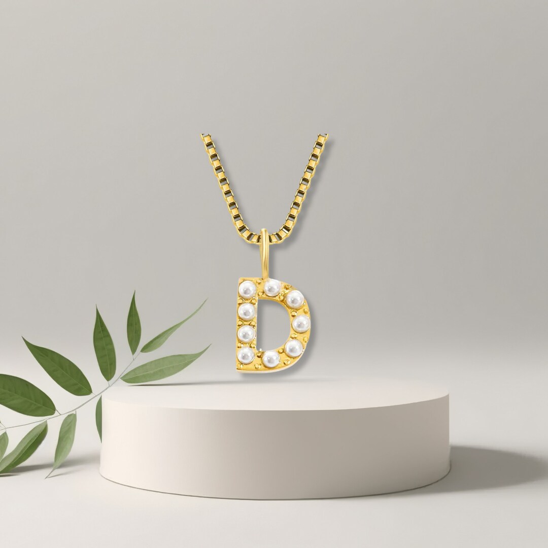 Pearl Initial Necklace Pearl Letter Pendant Necklace Custom Etsy