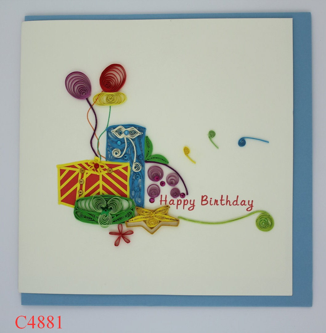 Happy Birthday Quilling Card 3D Card Greeting Card Quilled Etsy