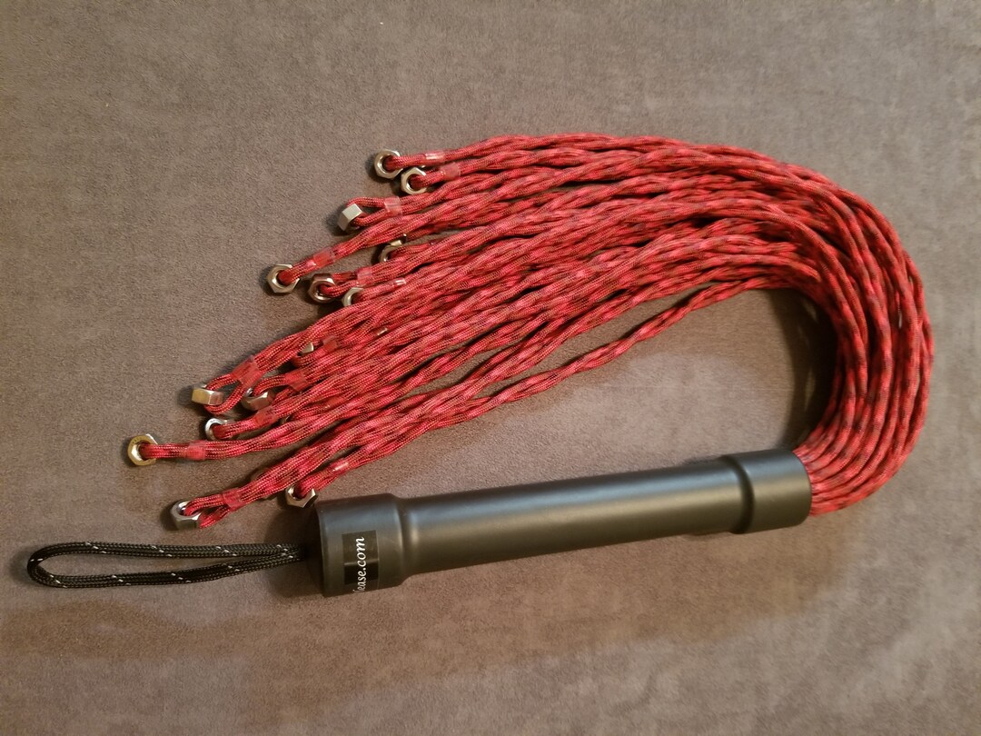 FPSN16B Paracord Flogger 16 Red and Black With Stainless Steel Nuts and