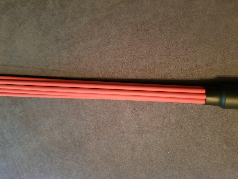 MultiCane red Delrin rods, black handle for BDSM impact play adjustable sting or thud. Vegan. Easy to clean. image 3