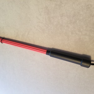 MultiCane red Delrin rods, black handle for BDSM impact play adjustable sting or thud. Vegan. Easy to clean. image 2