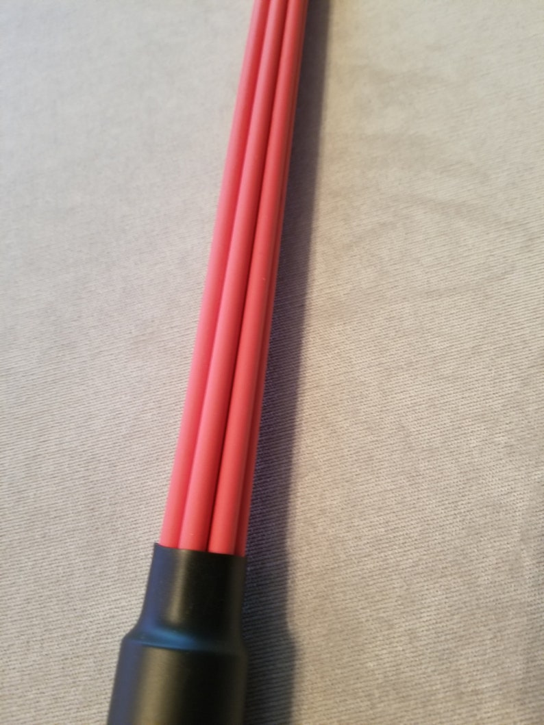 MultiCane red Delrin rods, black handle for BDSM impact play adjustable sting or thud. Vegan. Easy to clean. image 4