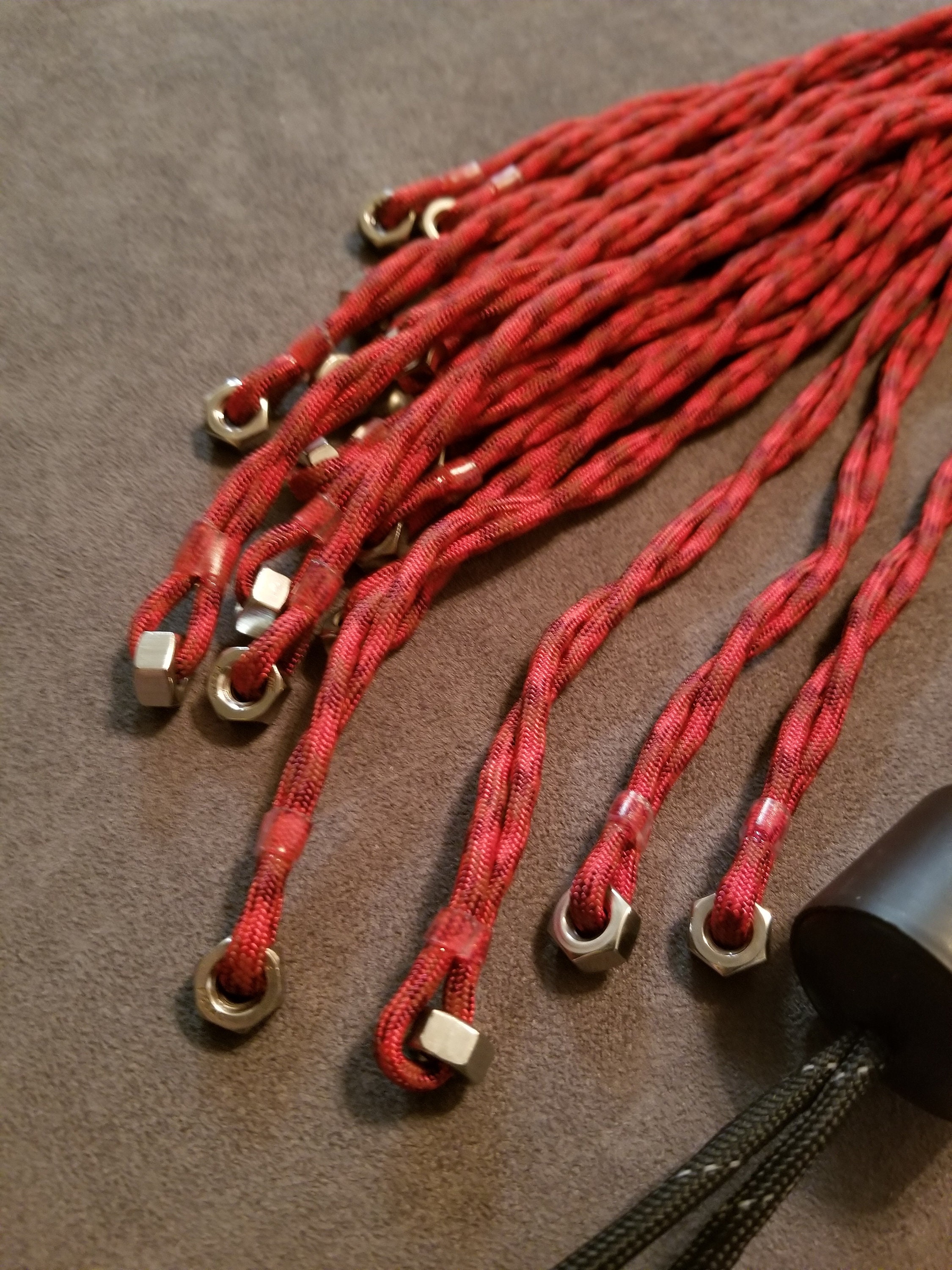 FPSN16B Paracord Flogger 16 Red and Black With Stainless Steel Nuts and