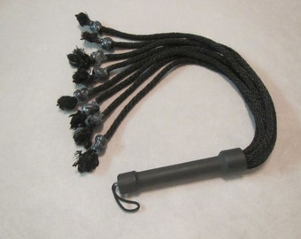 Black Rope Flogger, Knotted Impact Play, 23-inch Vegan Whip