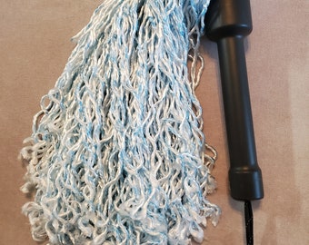 FRSM17B - Rope Flogger 17" “Spaghetti Monster” (unraveled) dyed light blue for BDSM impact/sensation play all thud and no sting. Vegan.