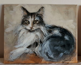 Benutzerdefinierte Porträt der Katze - Acryl-Malerei von Katze oder Hund - Katze Portrait auf Leinwand - Pet Portrait - Tier Malerei - personalisierte Katze Kunst