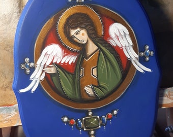 Religious Angel Hand Painted on Wood - Religious Gift for Priests or Pastors - Faith Based Gifts for Religious People - Christian Home Gifts