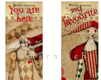 Bookmark - Digital Book Lover Gift - Set of 2 Retro Bookmarks for Books Readers - Bookmarks for Kids, DIY Printable Bookish Gift