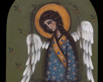 Religious Angel Painting - Romanian Orthodox Icon - Guardian Angel Gift for Family or Friends - Religious Gift Mom - Mothers Day Presents