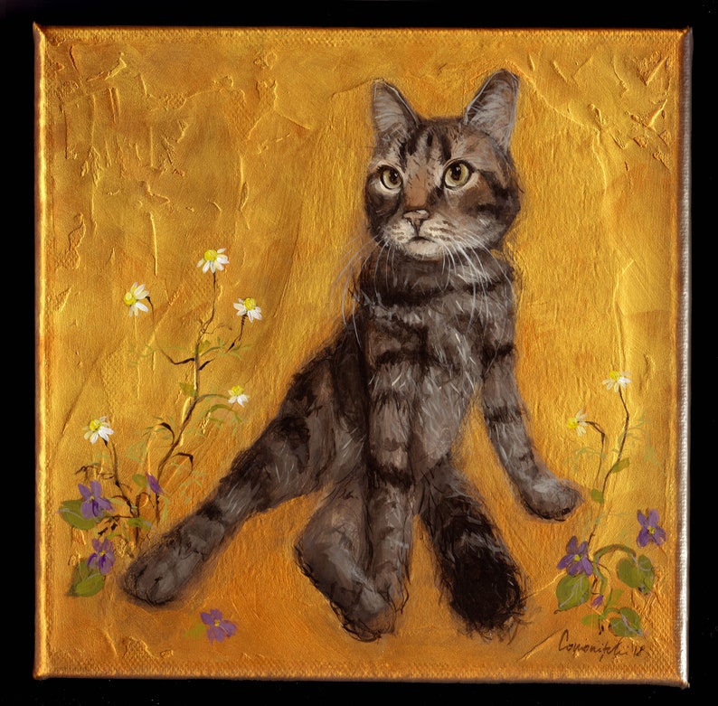 Cat Painting on Canvas Custom Acrylic Painting of Cat or Dog Pet Portrait Painting Cat Acrylic Painting Cat Art Custom Pet Canvas zdjęcie 5