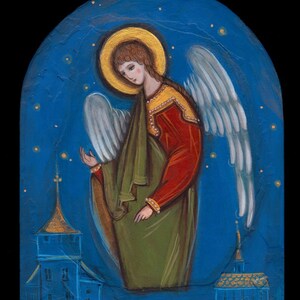 Angel Painting - Religious Painting on Wood - Religious Icon - Icone Ange - Angel Gift - Christian Gift - Romanian Art Gift - Painting Gift image 3