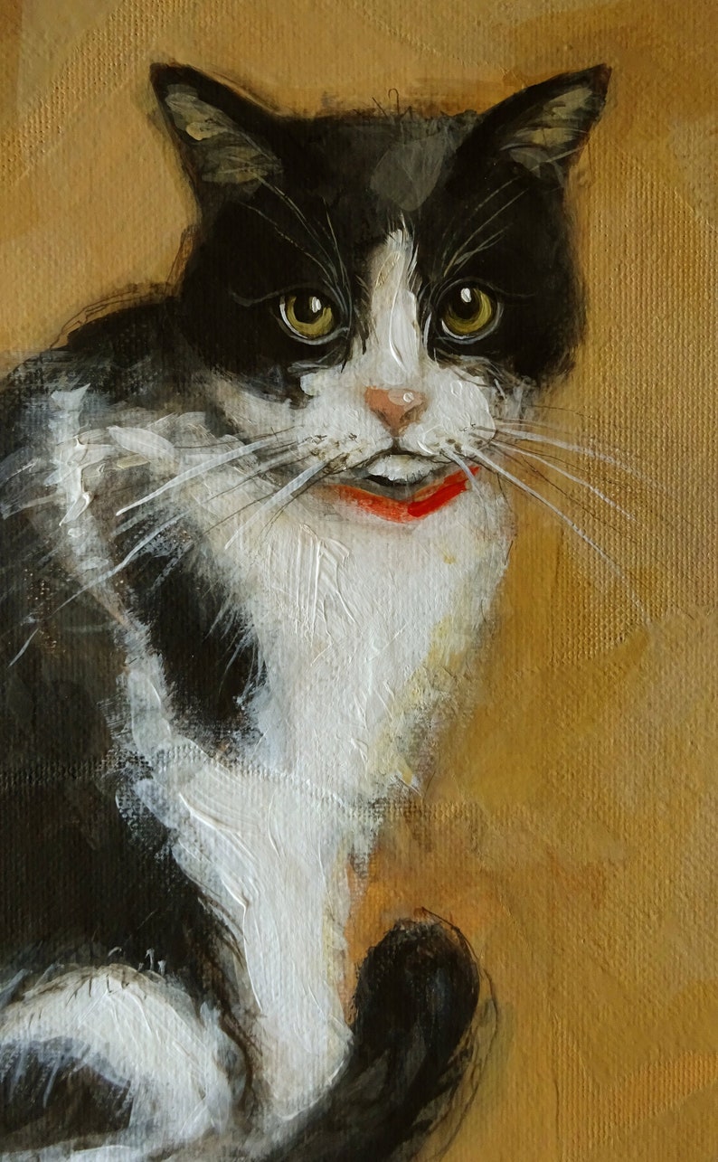Black Cat Painting on Canvas Custom Black Cat Art Funny - Etsy