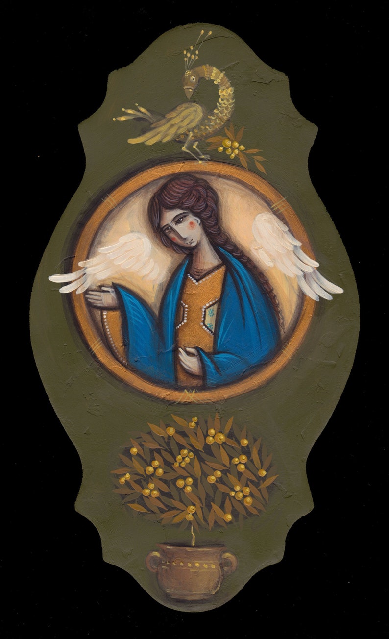 Religiöse Malerei Geschenk Religiöse Engel Malerei auf Holz christliche Geschenkideen orthodoxe Ikonenmalerei Heiliges Geschenk handgemalte Ikonen Bild 3