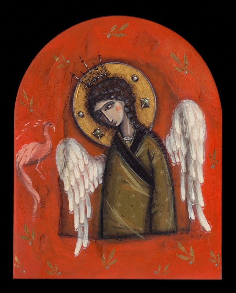 Angel Painting - Religious Painting on Wood - Religious Icon - Icone Ange - Angel Gift - Christian Gift - Romanian Art Gift - Painting Gift image 10