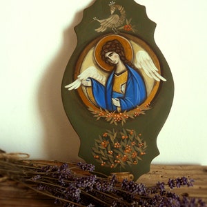 Religiöse Malerei Geschenk Religiöse Engel Malerei auf Holz christliche Geschenkideen orthodoxe Ikonenmalerei Heiliges Geschenk handgemalte Ikonen Bild 7