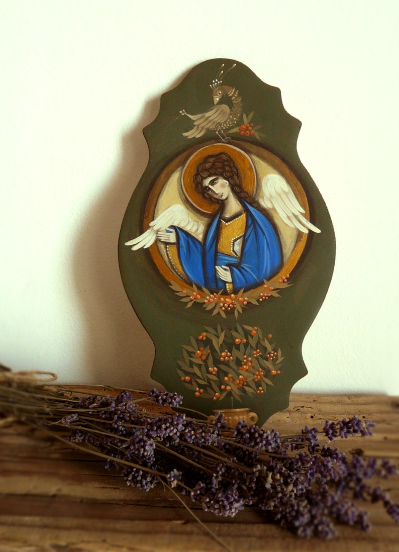 Religiöse Malerei Geschenk Religiöse Engel Malerei auf Holz christliche Geschenkideen orthodoxe Ikonenmalerei Heiliges Geschenk handgemalte Ikonen Bild 7