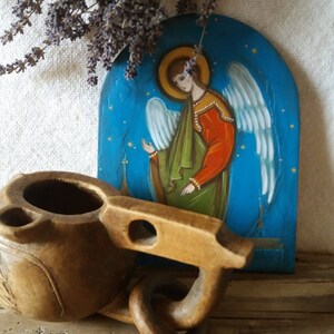 Angel Painting - Religious Painting on Wood - Religious Icon - Icone Ange - Angel Gift - Christian Gift - Romanian Art Gift - Painting Gift image 4