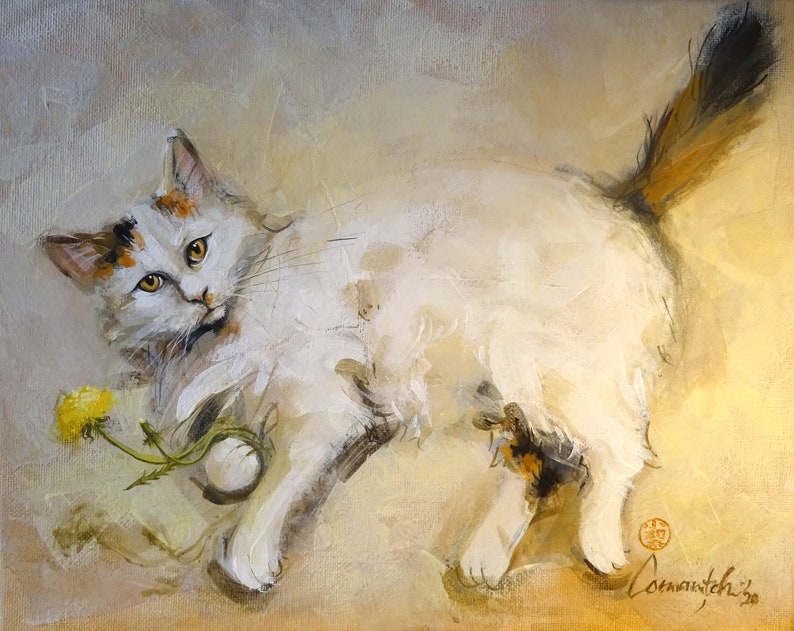 Cat Painting on Canvas Custom Acrylic Painting of Cat or Dog Pet Portrait Painting Cat Acrylic Painting Cat Art Custom Pet Canvas image 2