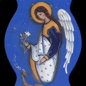 Religiöse Malerei Geschenk Religiöse Engel Malerei auf Holz christliche Geschenkideen orthodoxe Ikonenmalerei Heiliges Geschenk handgemalte Ikonen Bild 2