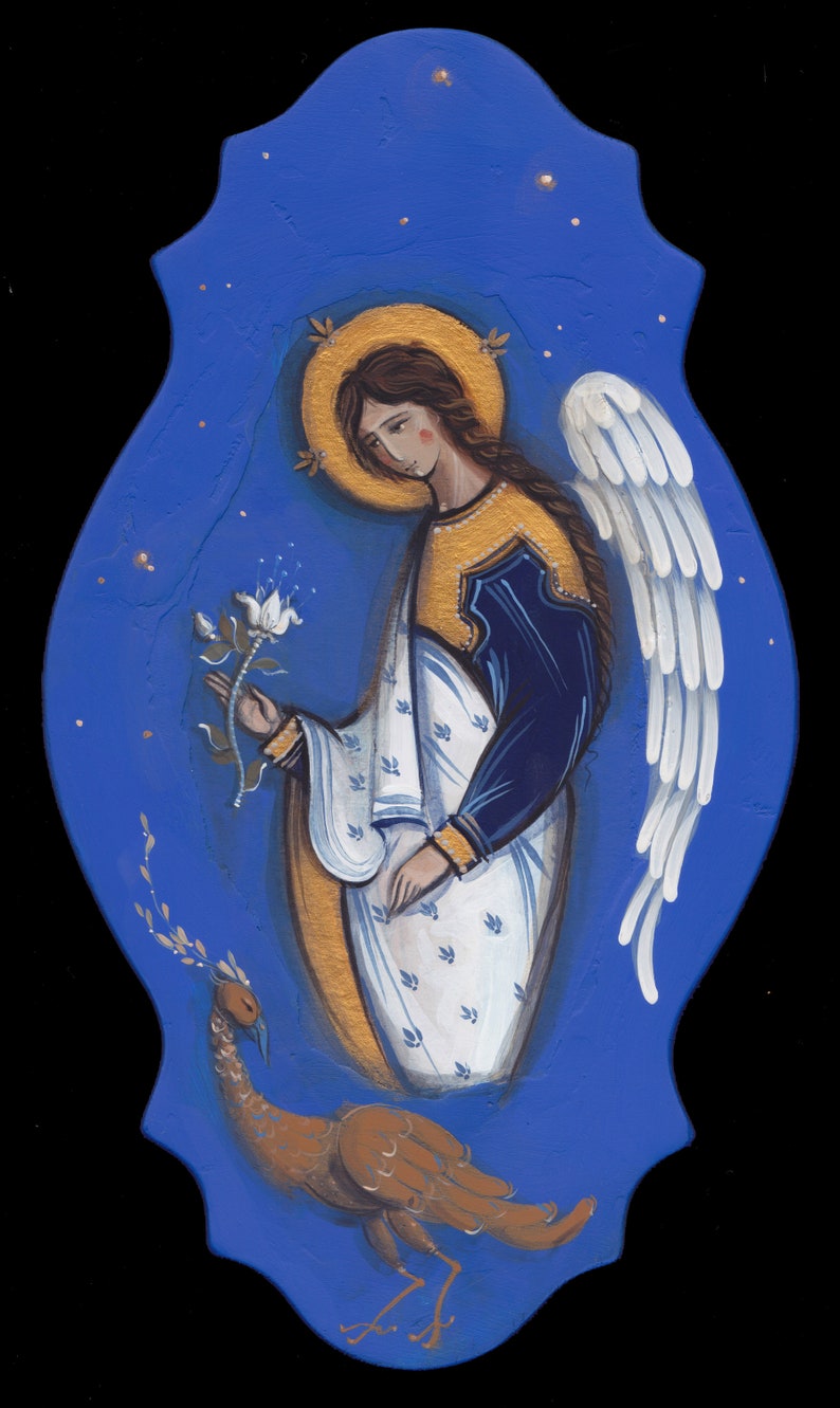 Religiöse Malerei Geschenk Religiöse Engel Malerei auf Holz christliche Geschenkideen orthodoxe Ikonenmalerei Heiliges Geschenk handgemalte Ikonen Bild 2