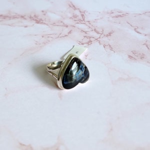 925 Sterling Silver Genuine Heart Shape Pietersite Ring, Size 7