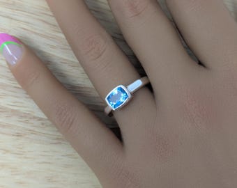 Swiss Blue Topaz Sterling Silver Ring