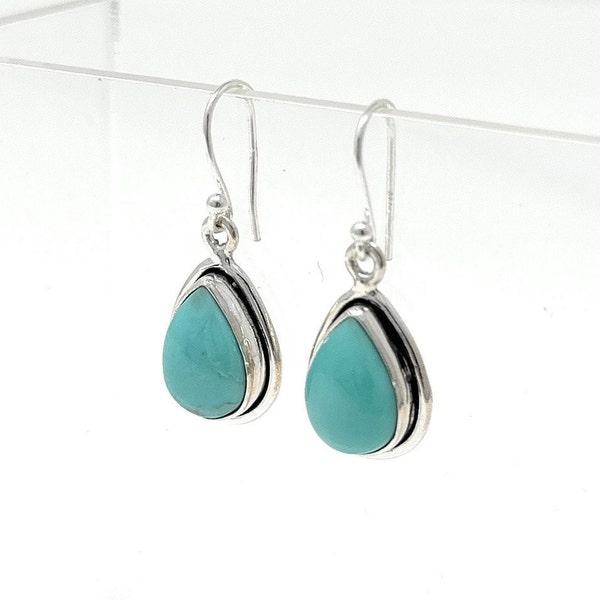 925 Sterling Silver Natural Arizona Turquoise Earrings