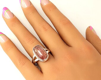 925 Sterling Silver Natural Tourmaline Ring, size 10