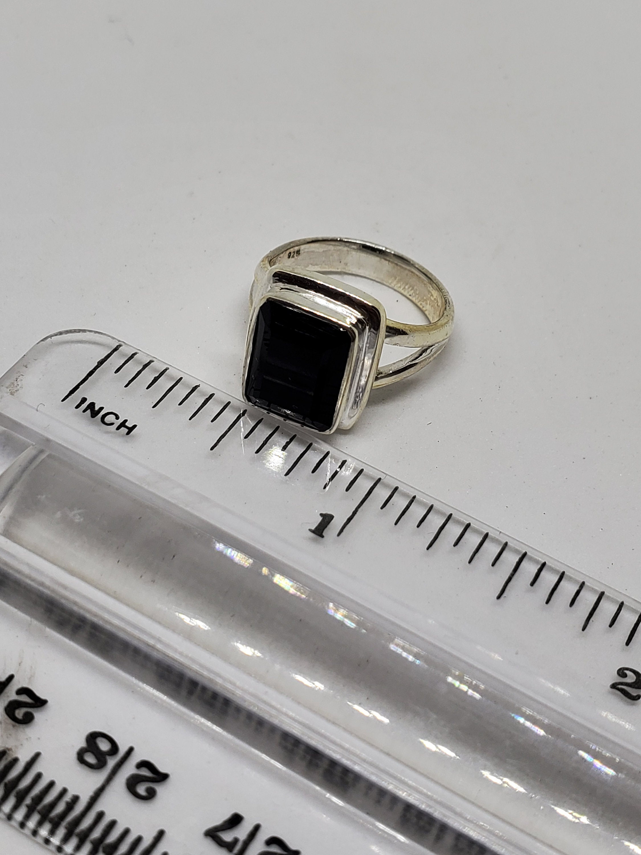 925 Sterling Silver Natural Black Onyx Ring, Rectangle Shape 925 Sterling Silver Natural Black Onyx Ring, Rectangle Shape