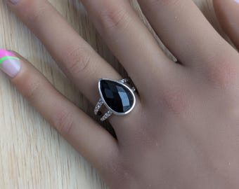 925 Sterling Silver Natural Black Onyx Rings, sizes 6, 7, 8,  10