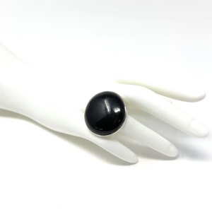 925 Sterling Silver Round  Black Onyx Ring, size 10