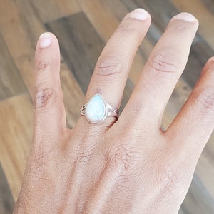 925 Sterling Silver Natural Opal Ring , Size 8