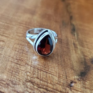 925 Sterling Silver Natural Red Garnet Ring, Size 4, 5, 6, 7, 8 & 9