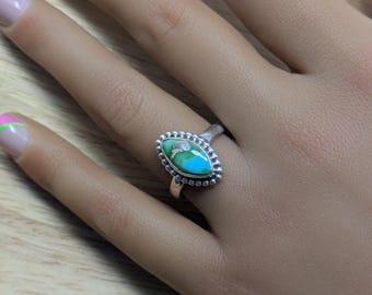925 Sterling Silver Natural Sonoran Gold Turquoise Ring- size 7