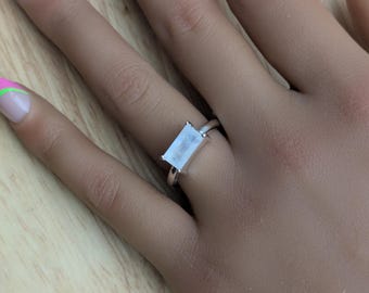 925 Sterling Silver Rainbow Moonstone Ring