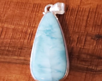 Sterling Silver Larimar Pendant: Natural Dominican Stone