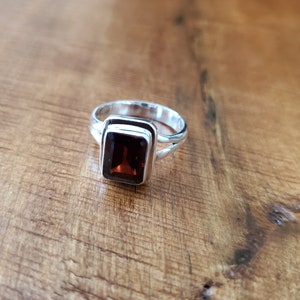 925 Sterling Silver Natural Red Garnet Ring, Size 4, 5, 6 ,7, 8, 9