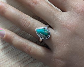 925 Sterling Silver Natural Sonoran Gold Turquoise Ring- size 8