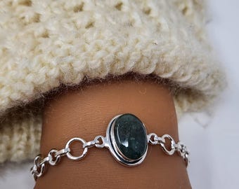 925 Sterling Silver Natural Emerald Bracelet