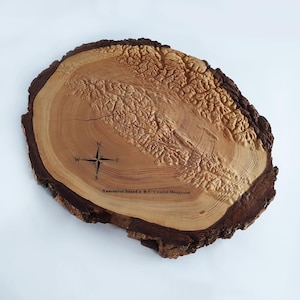 Vancouver Island and Coast Mountains - Carte topographique en bois sculpté