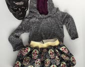 Sugar skulls, Halloween, baby, skirt, gold toddler, tulle, birthday outfit, trendy baby clothes, cute kids clothes, girls, Halloween outfit