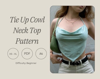 Tie Up Cowl Neck Top PDF Sewing Pattern (XS-XL)