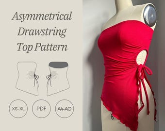 Asymmetrisches Kordelzug Top PDF Pattern - XS bis XL