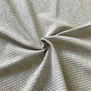 Grey Ribbed Knit Cotton Lycra Fabric by the Metre